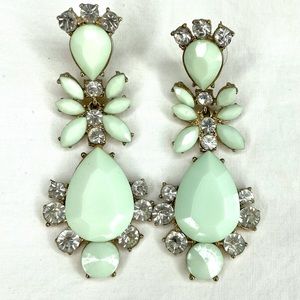 Mint Green Rhinestone Statement J.Crew Earrings